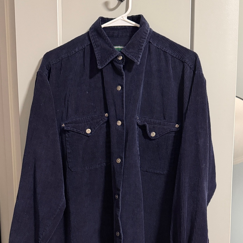 Navy Corduroy Button-Up Shacket